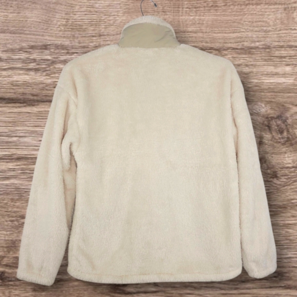 New Balance Cream Sherpa Fleece Pullover 1/4 Zip Cozy Jacket Size Small - Picture 2 of 12